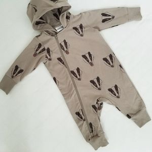 Mini Rodini organic baby romper suit grey